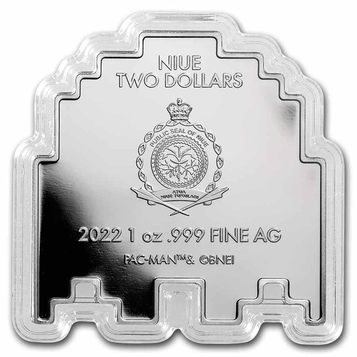 Niue: PAC-MAN GHOST „PINKY” színes 1 uncia ezüst 2022 Proof alakú érme