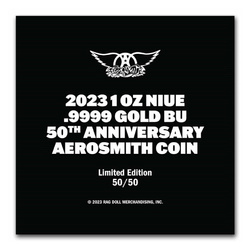 Niue: Aerosmith 50. évforduló 1 uncia arany 2023