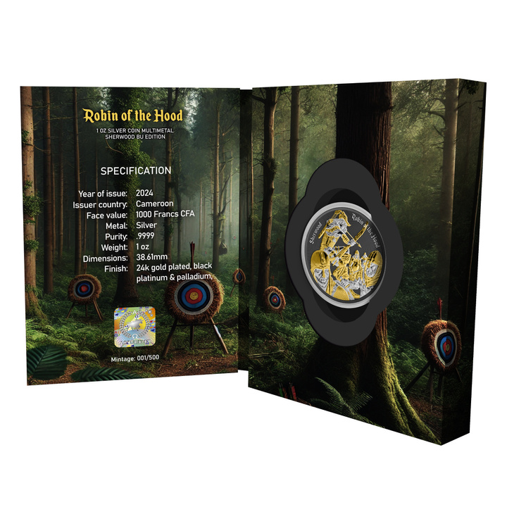 Cameroon: Robin of the Hood Gilded 1 oz Silver 2024 Multimetal Edition