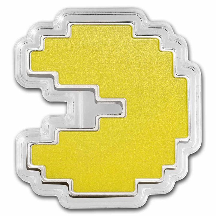 Niue : PAC-MAN coloré 1 once d'argent 2022 Proof Shaped Coin