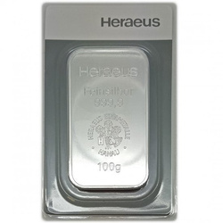 100 gram Bar Silver Heraeus