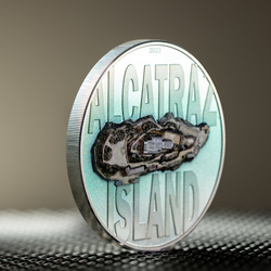 Cook Islands: Alcatraz Island kolorowany 3 uncje Srebra 2023 Proof Ultra High Relief 