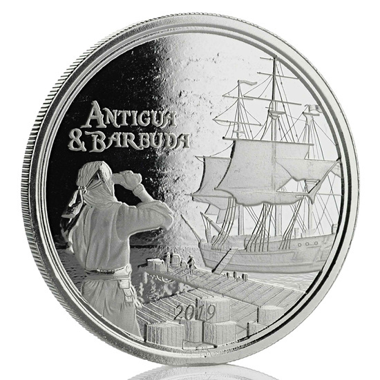 Antigua y Barbuda: Corredor del ron 1 oz Plata 2019