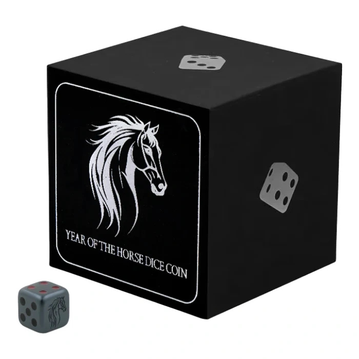 Fiji: Lunar Year of Horse 1 uncja Srebra 2026 Black Antique Dice Coin