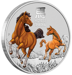 Perth Mint: Lunar III – A ló éve színes 1/4 uncia ezüst 2026 (Hobart Money Expo ANDA Special)