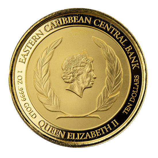 St. Lucia Botanical Gardens coloured 1 oz Gold 2021 Proof