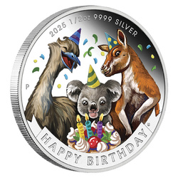 Happy Birthday coloured 1/2 oz Silver 2025 Proof