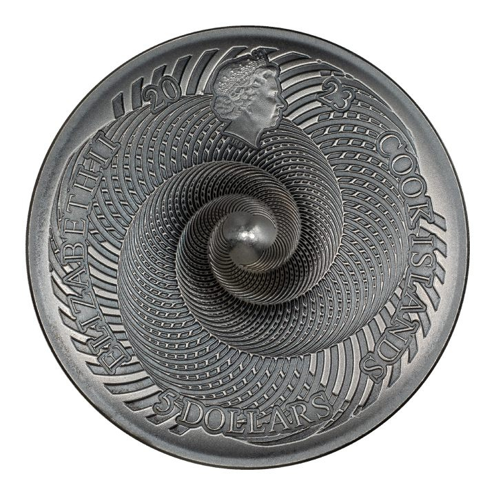 Cook Islands: Spinning Coin 1 oz Silber 2023 Ultra High Relief Antiqued Coin
