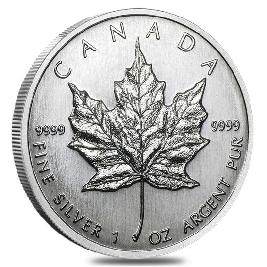Feuille d'érable canadienne 1 once d'argent 1989
