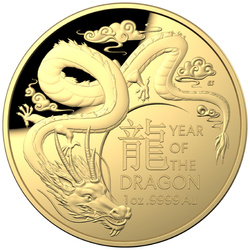 RAM : Lunar - Année du Dragon 1 once d'or 2024 Proof Pièce bombée