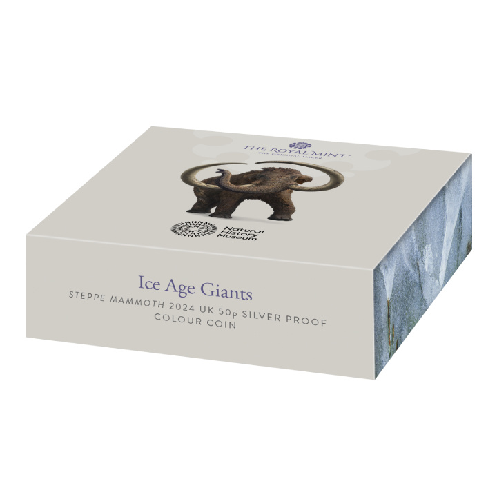 Tales of the Earth - Steppe Mammoth coloured 50p Silver 2024 Proof