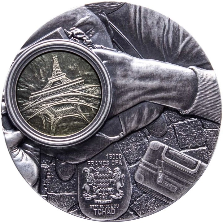 Czad: Tina's View - Torre Eiffel de París 100 gramów Srebra 2022 High Relief Antiqued Coin