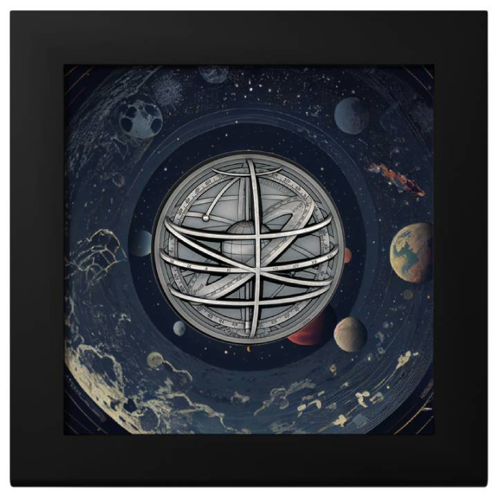 Cook Islands: Historic Instruments - Armillary sphere 2 oz Silver 2024 Ultra High Relief Antiqued Coin