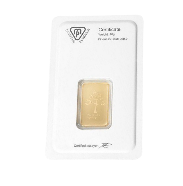 Lingotto Metalor 10 grammi d'oro LBMA GD Refiner