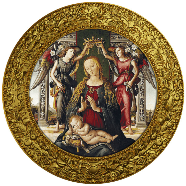 Cameroon: Master of Santo Spirito - Madonna and Child with Two Angels coloured Silver 2022 Gilded Proof Coin