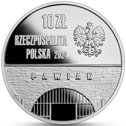 In memory of prisoners of Pawiak Warsaw 10 PLN Silver 2024 Gilded  Proof 