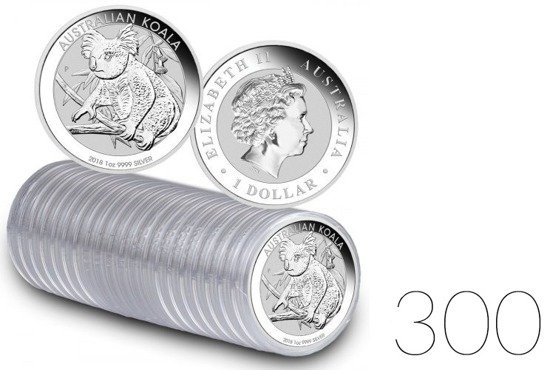 Koala 1 oncia d'argento 2018 PACCHETTO DA 300 PEZZI