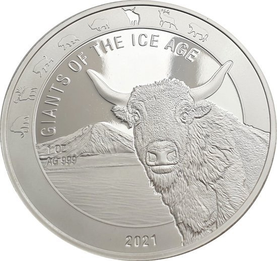 Ghana: Die Giganten der Eiszeit - Auerochse 1 oz Silber 2021