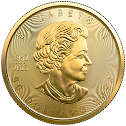 Canadian Maple Leaf 1 oz Gold 2023 Single Source - Newmont Éléonore Mine (moneda en tarjeta)