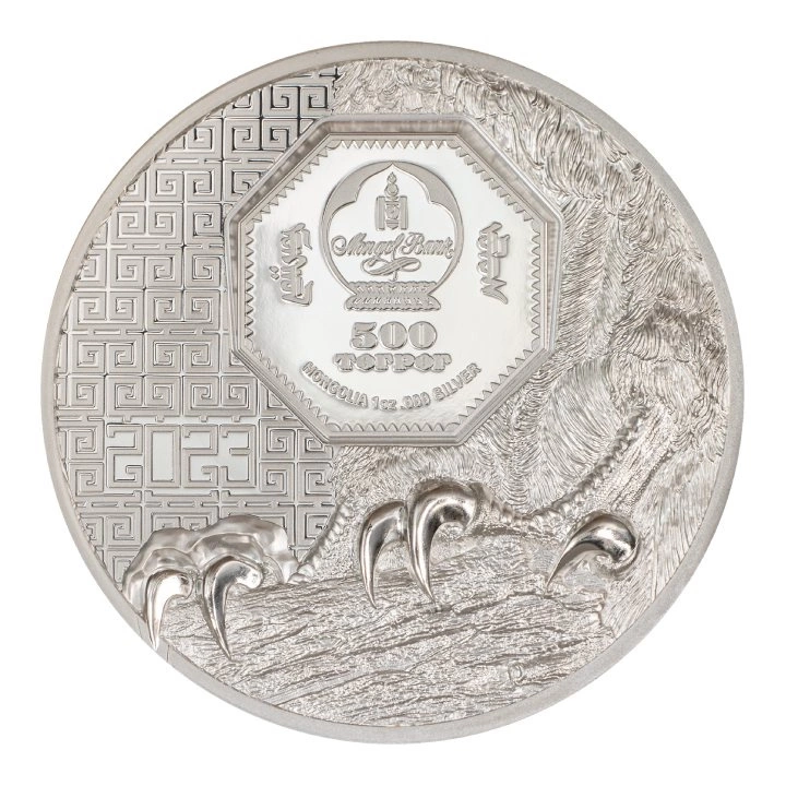 Mongolia: Halcón Mongol 1 oz Plata 2023 Prueba Ultra Alto Relieve