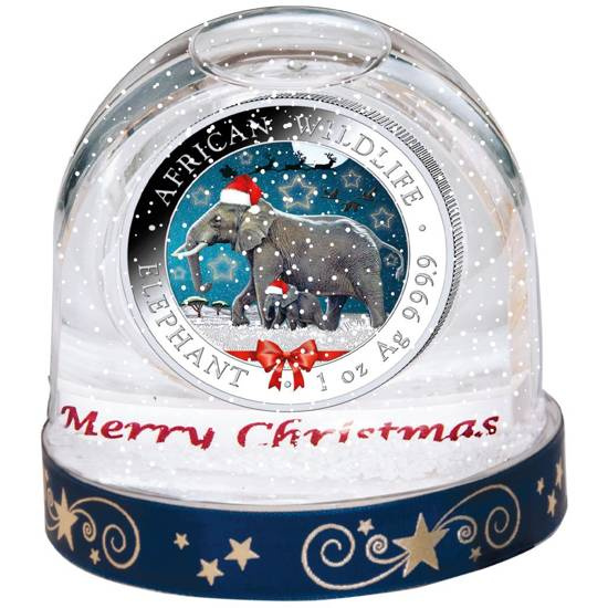 Fauna Africana: Elefante Somalí coloreado 1 oz Plata 2022 (Bola de Nieve)
