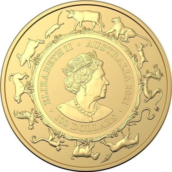 Royal Australian Mint: Lunar- Rok Bawoła 1 oncia d'oro 2021
