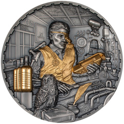 Cook Islands: Steampunk - Science Lab pozłacany 1000 gramów Srebra 2025 Antiqued Coin