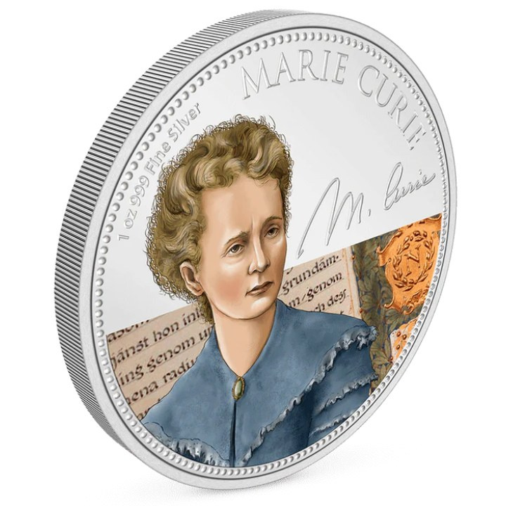 Niue: Ženy v historii – Marie Curie barevná 1 unce stříbra 2022 Proof