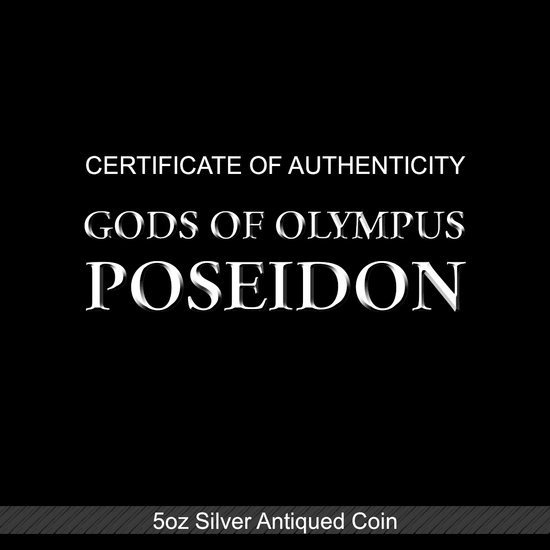 Tuvalu: Olympische Götter - Poseidon 5 oz Silber 2021 Antique Finish