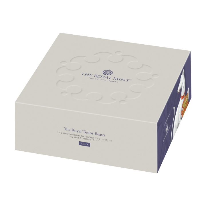 The Royal Tudor Beasts: El Greyhound de Richmond 5 oz de oro 2025 Proof