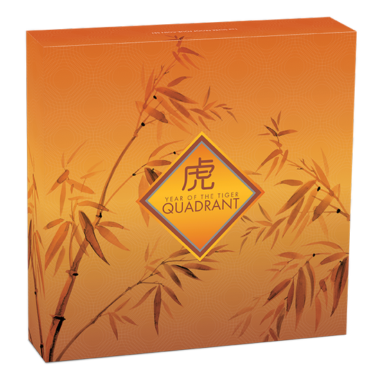 Tuvalu: Rok tygra Quadrant barevný 1 unce stříbra 2022 Proof