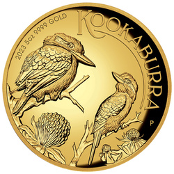 Kookaburra 5 oz Oro 2023 Proof Alto Relieve