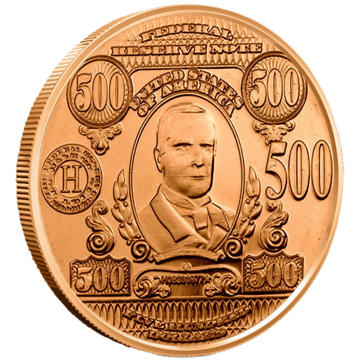 Banconota da 500 $, 1 oncia di rame.