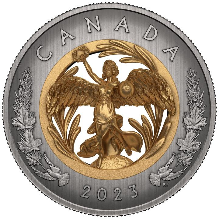 Canada: Allegory of Peace $50 Silver 2023 Gilded Antiqued Coin