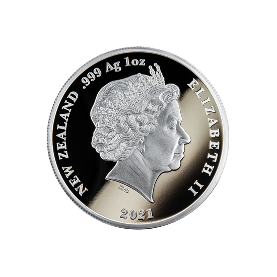 Discover New Zealand: Aoraki Góra Cooka kolorowana 1 uncja Srebra 2021 Proof