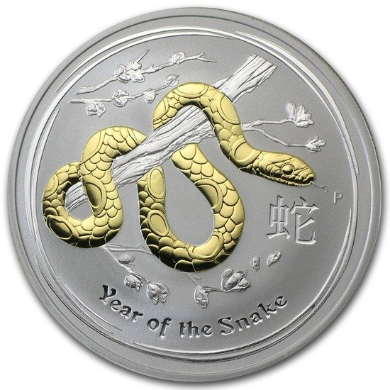 Lunar II: Año de la Serpiente 1 oz Plata bañada en Oro 2013