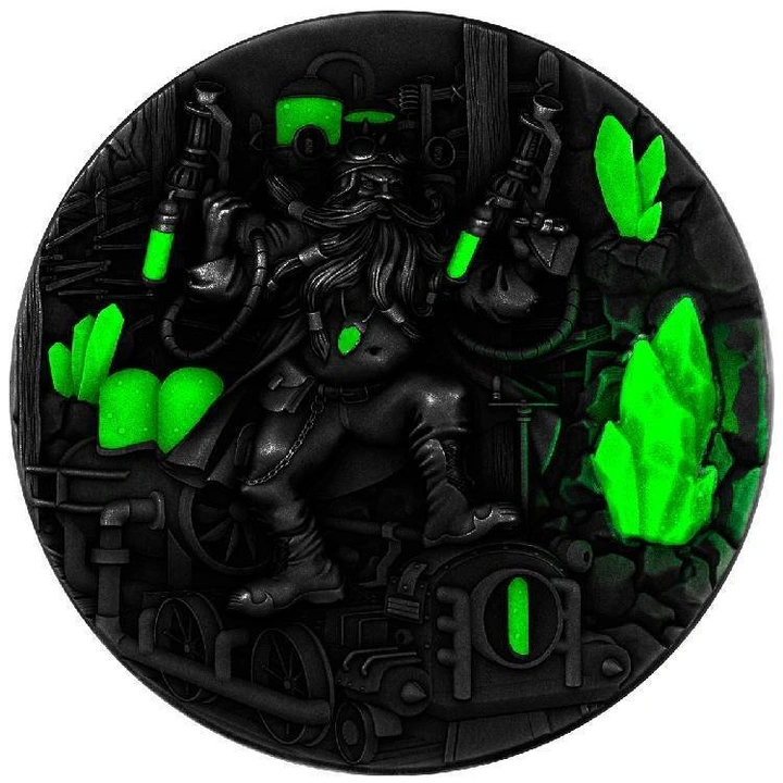 Ниуе: Джудже 2 унции Сребро 2023 Glow-in-the-Dark Antiqued Coin