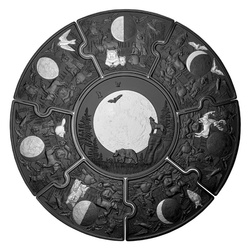 Zestaw Canada: Moon Phases 8 srebrnych monet puzzli 2025 Black Rhodium Reverse Proof 