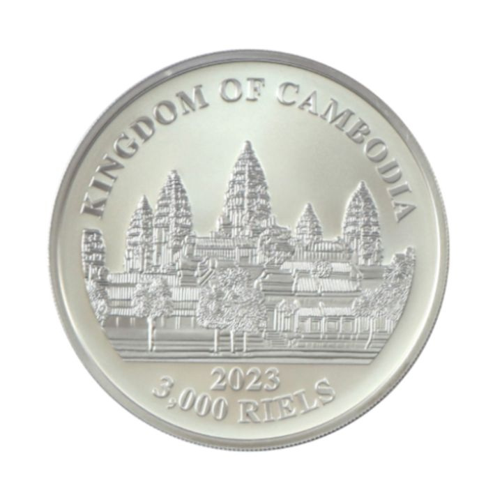 Camboya: Wildlife Series - Leopardo nublado de color 1 oz Plata 2023