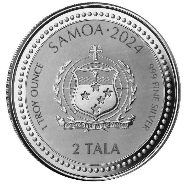 Samoa: Year of the Dragon 1 uncja Srebra 2024 Black Rhodium (moneta w karcie)