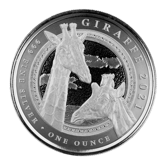 Equatorial Guinea: Giraffe 1 uncja Srebra 2021 Prooflike