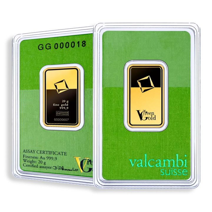 Lingotto Valcambi “Green Gold” 20 grammi d'oro LBMA GD Refiner