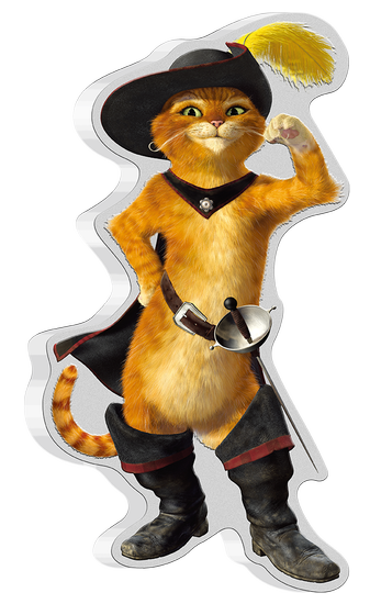 Niue: Puss in Boots coloured 1 oz Silber 2021