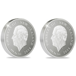 Set of 2 New Zealand coins: Dark Sky & Light Sky coloured 2 x 1 oz Silver 2024 Proof