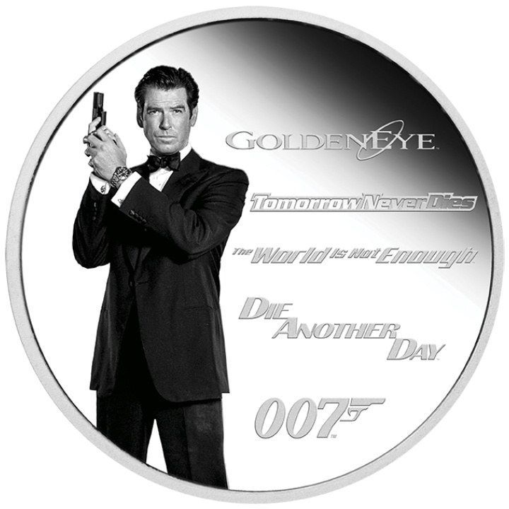 Tuvalu: James Bond Legacy 4th issue - Pierce Brosnan kolorowany 1 uncja Srebra 2024 Proof