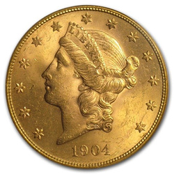 Liberty -S  Double Eagle  20 Dollar 1904 Stan 2+