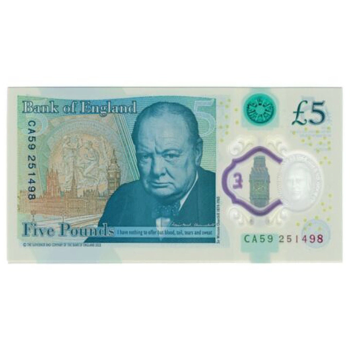 Banknot 5 Funtów Brytyjskich - Król KaroI III (5 pound / 5 GBP) Obiegowy 