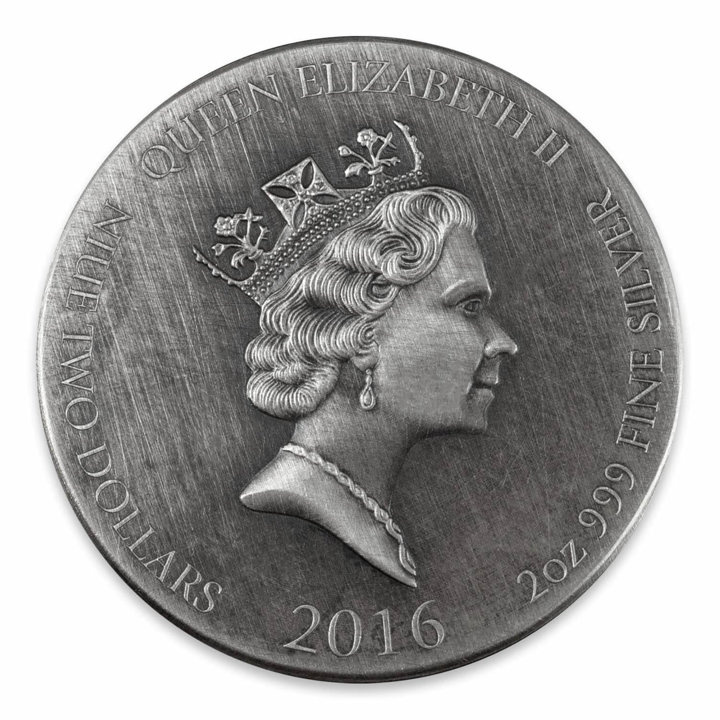 Niue: Vikingové – Bjorn Ironside 2 unce stříbra 2016 Proof Antiqued Coin