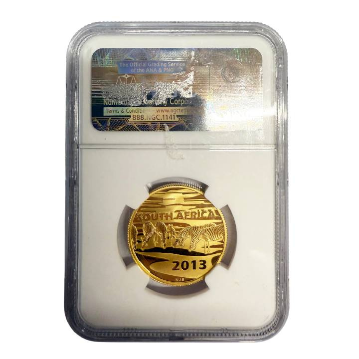Sudáfrica: Natura 1/2 onza de oro 2013 Cebra PF70 Ultra Cameo