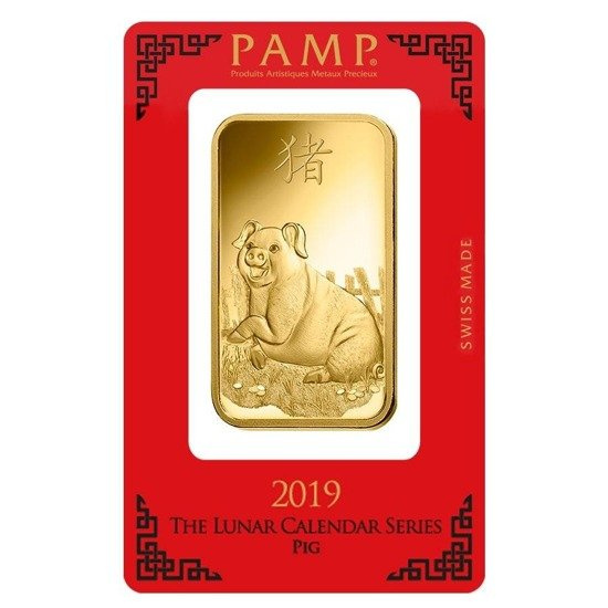 100 grammes Lingot d'or série Lunar Année du cochon